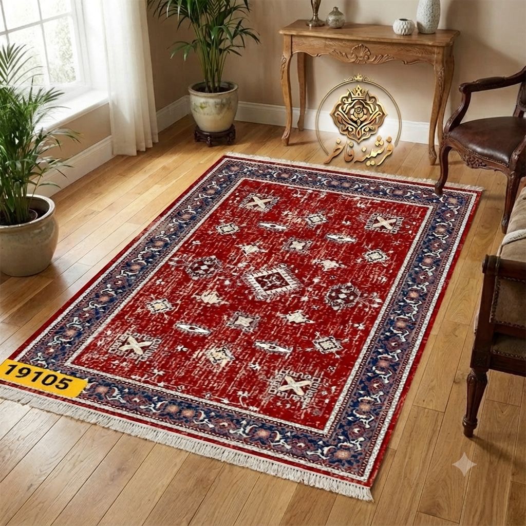فرشینه طرح فرش لاکی مخمل کد Y-19105)