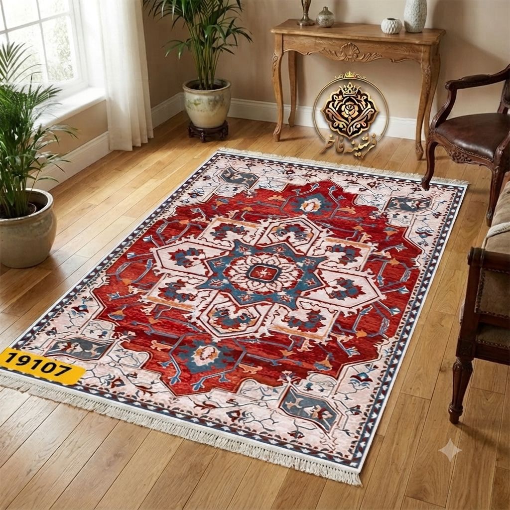 فرشینه طرح فرش لاکی مخمل کد Y-19107)