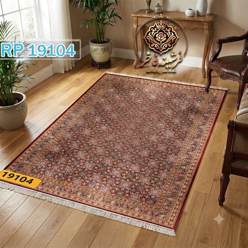 فرشینه طرح فرش وینتج مخمل کد Y-19104)
