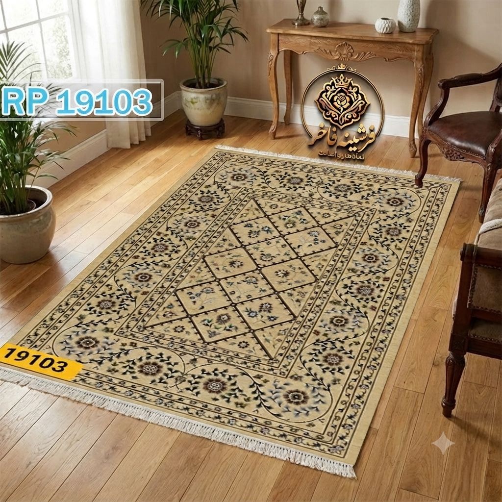 فرشینه طرح فرش وینتج مخمل کد Y-19103
